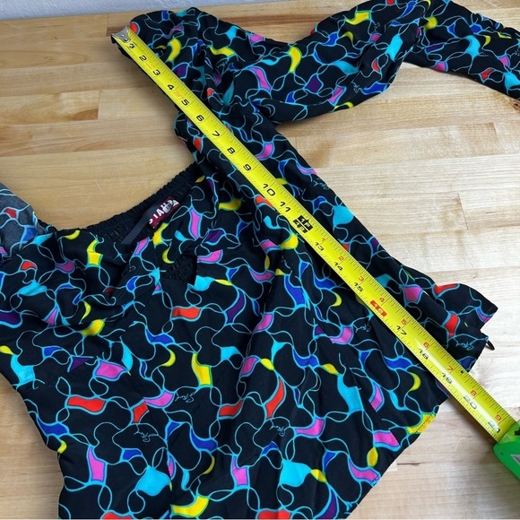 Staud Josephine Black Printed Multicolor Crepe Long Sleeve Sweetheart Top Size 6 - Picture 13 of 13